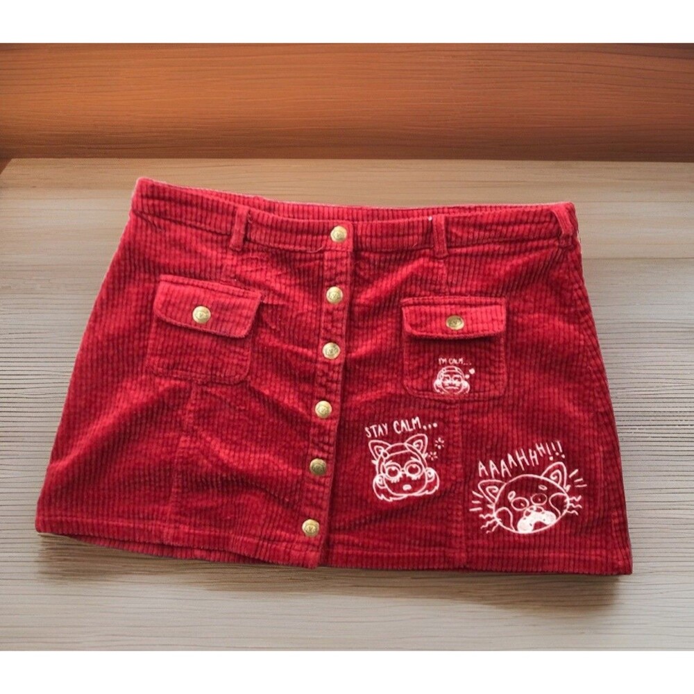 Disney Skirt Womens 1X Pixar TURNING RED Panda Mei Corduroy Cosplay  Cartoon